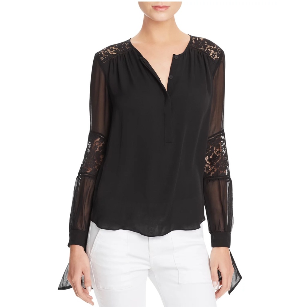 Rebecca Taylor Sarah Lace Paneled Silk Blouse